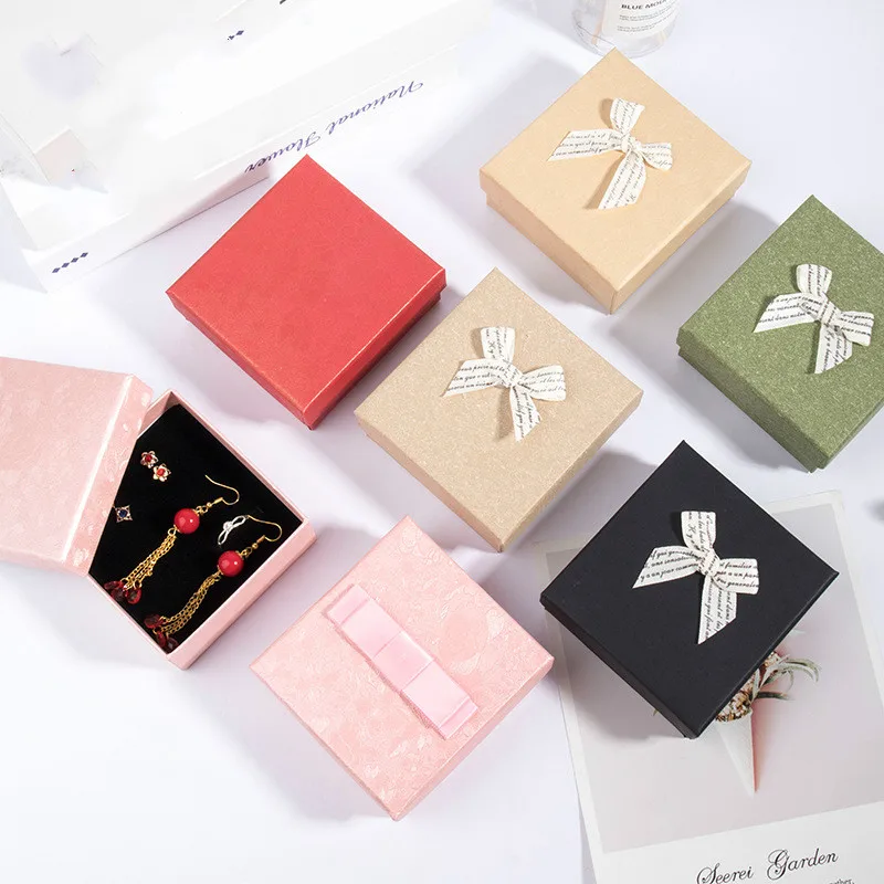 

10pcs Jewlery Packaging Box Bow Holder Pendant Necklace Bracelet Display Organizer Storage Wholesale Gifts Boxes