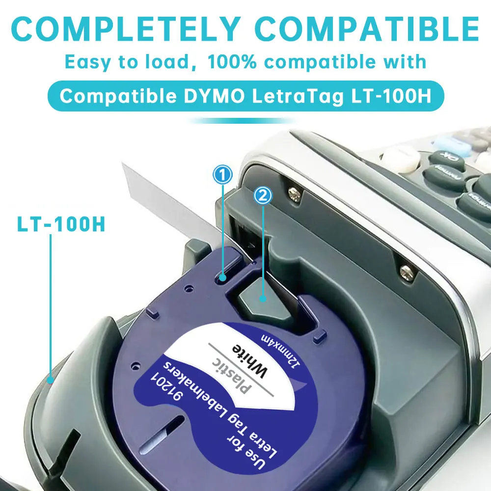 4PK 12 мм заменить DYMO LetraTag 91204 зеленый Пластик этикетка кассета для LT-100H LT-100T LT-110T QX 50