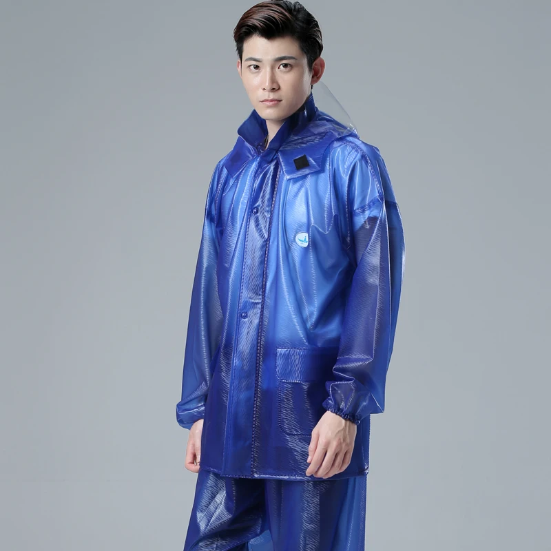 

Motorcycle Raincoat Men Waterproof Hood Transparent Rain Coat Pants Suit Bicycle Impermeable Capa Chuva Isolation Suit AC50RC