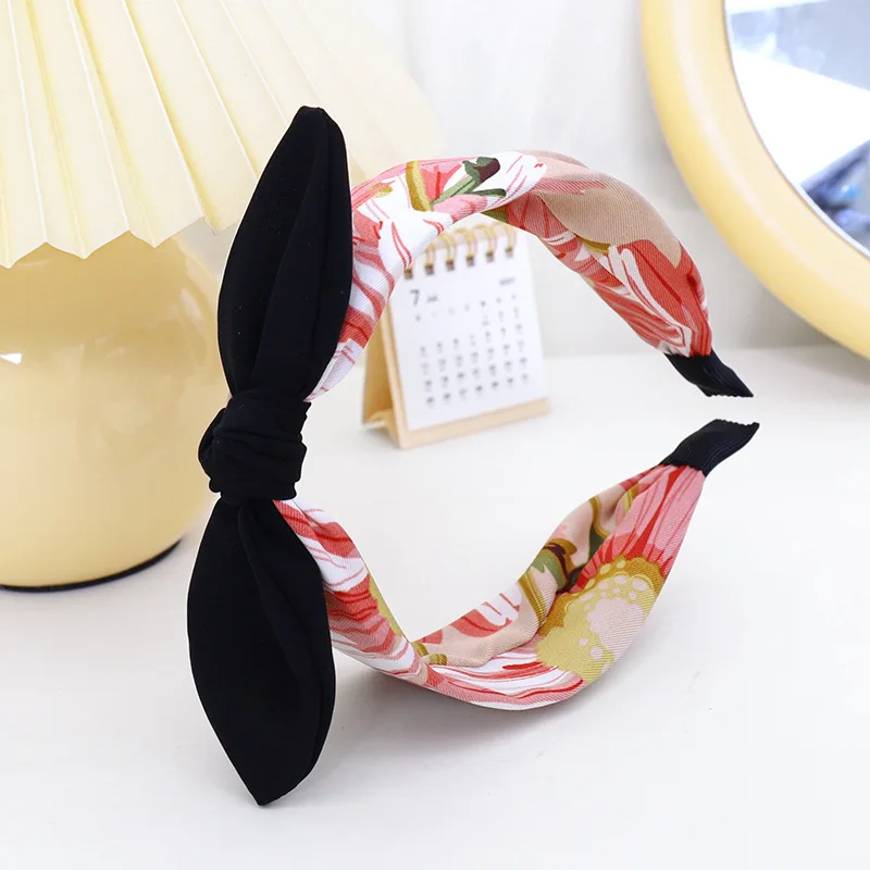 

New Hairband Fashion Printing Cloth Hair Accessories Headband with Bow Female Hairpin F460