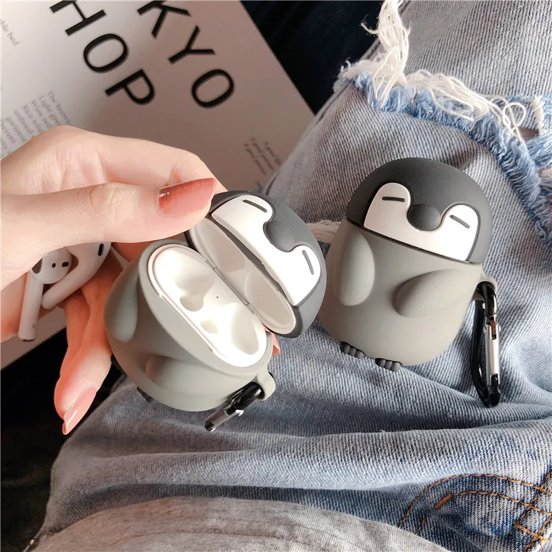 

Милый 3D чехол для наушников с рисунком пингвина для Airpods 2 чехол силиконовый милый чехол для Apple Air Pods 1 чехол защитная коробка