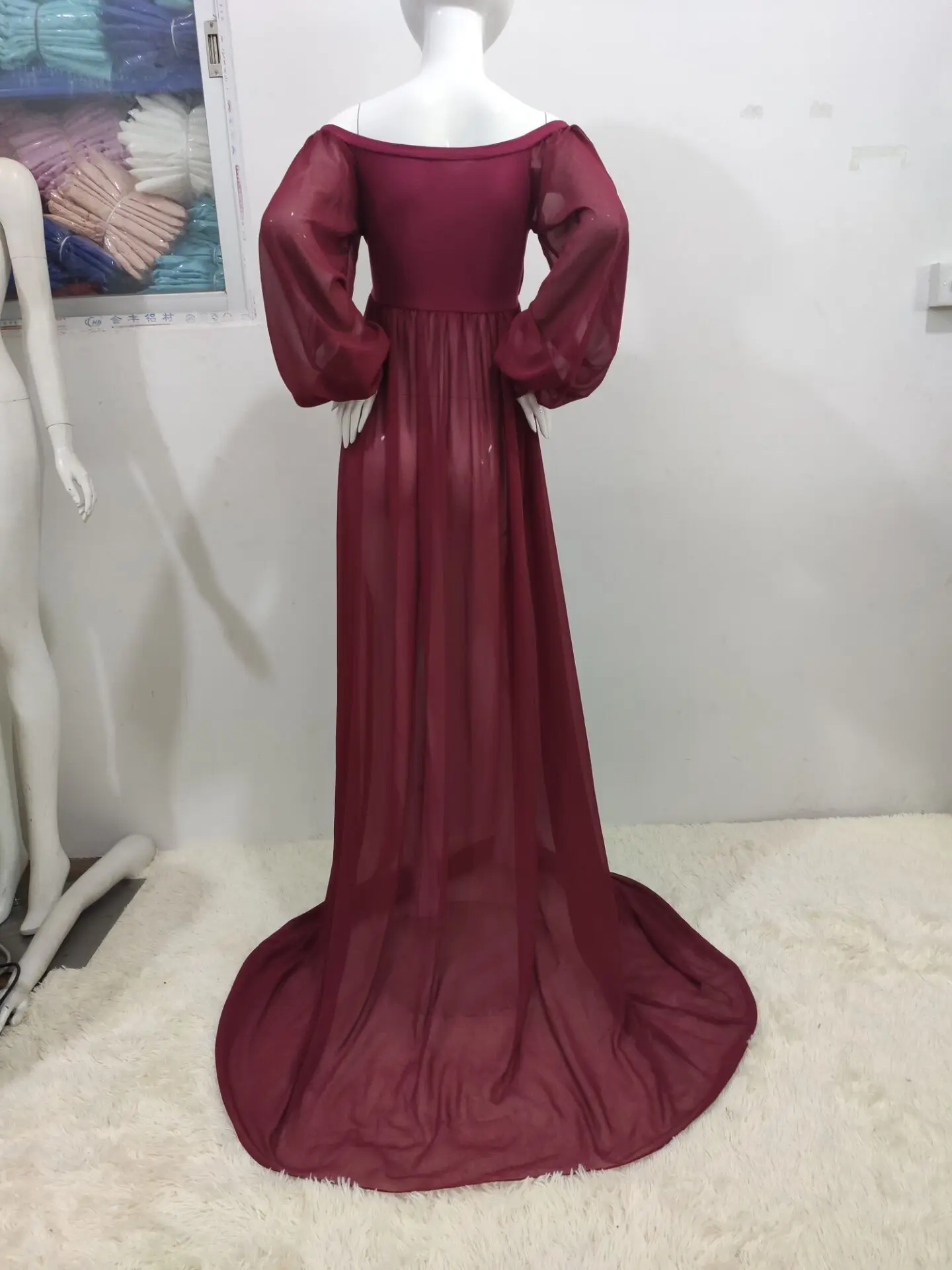 

KEAIYOUHUO New Women Maternity Dress Off Shoulders Pregnant Photography Props Nursing Dress Long Sleeves Pregnant Women Dresses