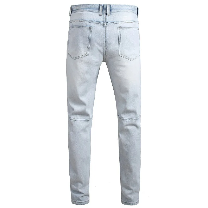 Последние модные трендовые мужские джинсы с дырками уличные отбеливающие мягкие