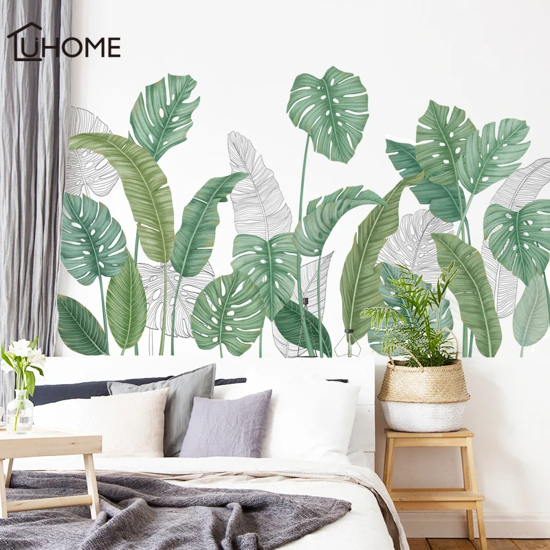 DIY съемные настенные стикеры в скандинавском стиле самоклеющиеся обои с зеленым