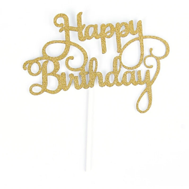 Золотые серебряные декоративные фигурки для торта с буквами "Happy Birthday" для украшения детских тортов - аксессуары для украшения дня рождения детей.