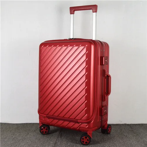 red KLQDZMS PC Дорожный чемодан для багажа с сумкой для ноутбука универсальный колесный мужской деловой чемодан на колесиках - Цвет: red