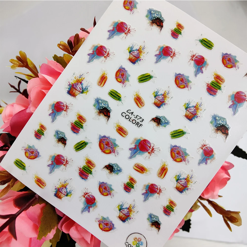 

Sweet Biscuits Candy Cake Stickers for nails Design Self adhesive Nail Art Decoraciones Sliders Foil Manicure Accessories