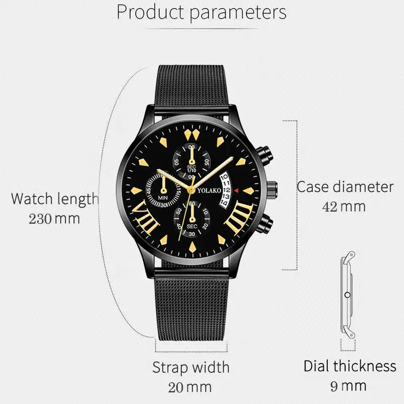 

High-end Brand Sports Mens Mesh Belt Wrist Watch Luxury Analog Business Mens Quartz Watches Fashion Men's Business Watch