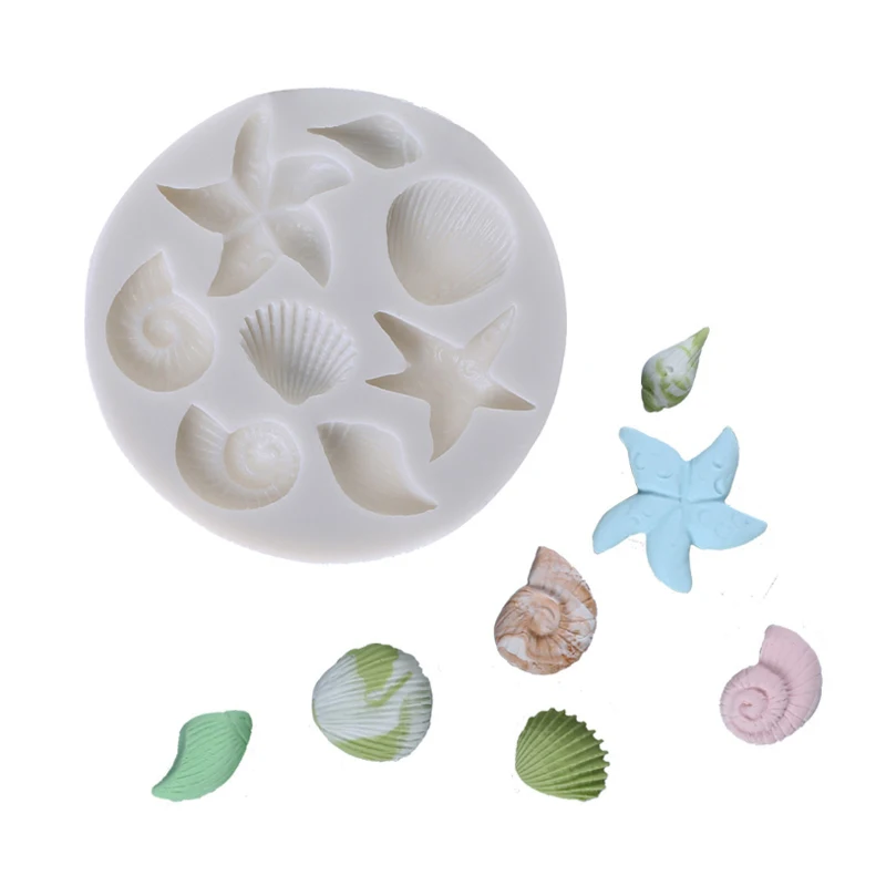 Marine Shell Starfish Conch Mould Silicone Mold Fondant Cake Decorating Tool Gumpaste Sugarcraft Chocolate Forms Bakeware