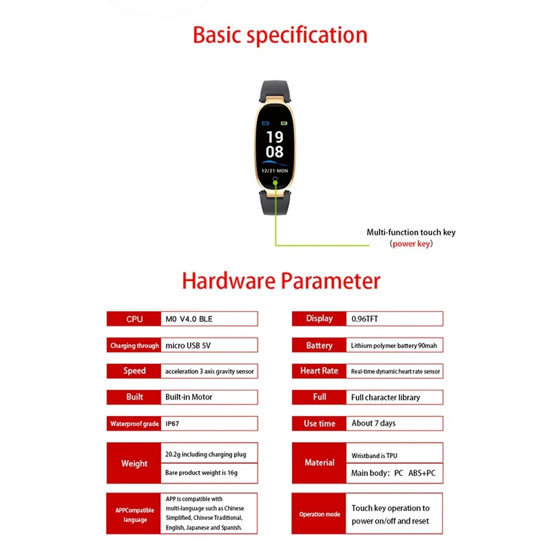 S3 Smart Watch Women Ladies Heart Rate Monitor Peeter Fitness Band Bluetooth for Android IOS Phone Black | Электроника