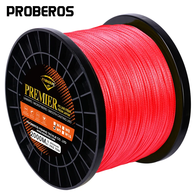 

PROBEROS 300M&500M&1000M&2000M 9 stands PE Fishing Line Red/Green/Grey/Yellow/Blue 8 Weaves Braided Line 40LB-300LB PE Line