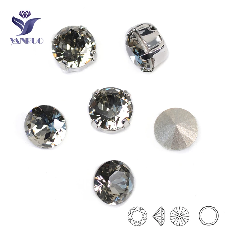 1357 Brilliant Cut Black Diamonds Shiny Gems Glass Sew On Stones With Pointback Silver Gold Claws Setting Jewlery Making | Дом и сад