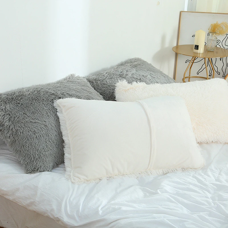 

50x70cm Plush Pillow Case Winter Warm Long Fluffy Sleeping Pillowcase Home Bed Cushion Pillow Cover