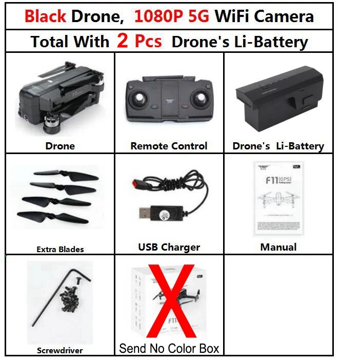 F11 1080P 2 Battery SJRC F11 PRO бесщеточный gps RC складной Дрон Квадрокоптер вертолет с Wi-Fi FPV 1080 P/2 K HD камера 25 минут время полета - Цвет: F11 1080P 2 Battery