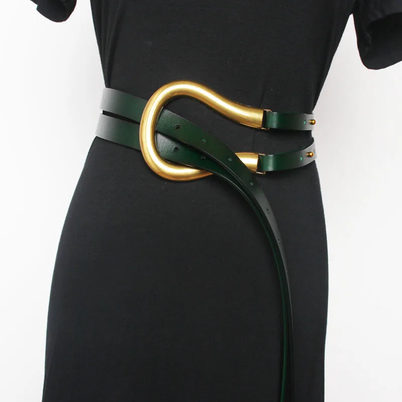 

Pu Leather Black Multicolor Long Wide Leg Belt Personality Women New Fashion Tide All-match Autumn Winter