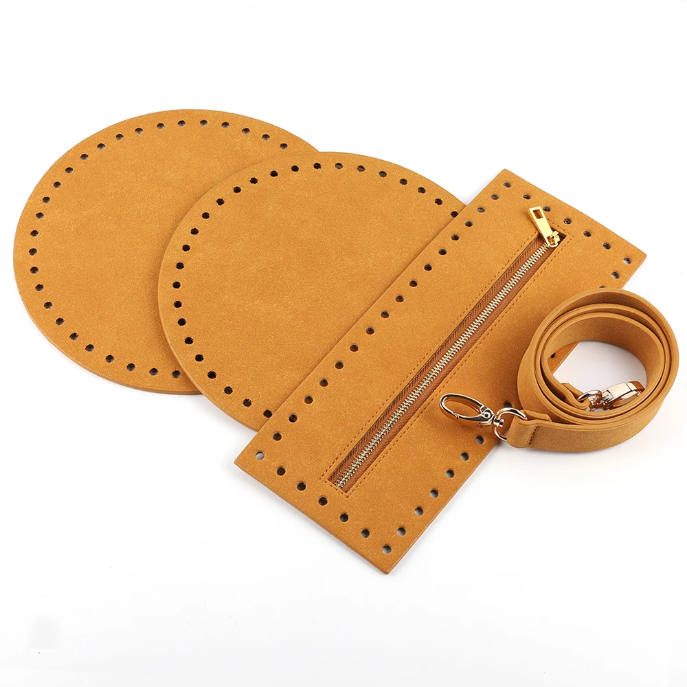1 Set Knitting Backpack Handmade Leather Bag Bottoms Cover Shoulder Strap For Women Diy Bag Accessories