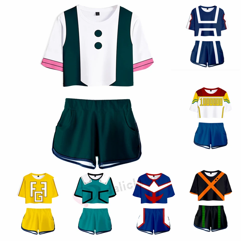 Аниме Boku No Hero Academia My карнавальный костюм Ochaco Uraraka Todoroki Shoto Bakugou Katsuki топ с короткими
