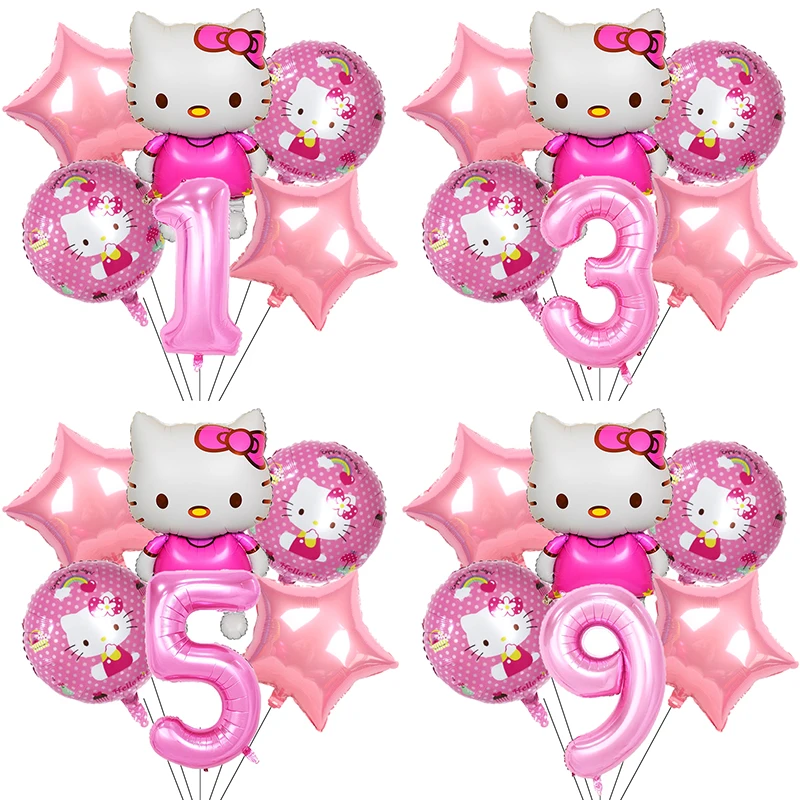 

6Pcs/lot KT Cat Foil Balloon Medium Cartoon Wedding Birthday Party Decoration Inflatable Air Balloon
