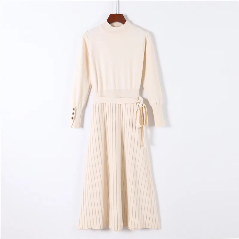 Вязаное платье-свитер для женщин сезон осень-зима корейский стиль длинный рукав