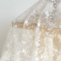white organza lace embroidery fabrics for sewing mesh wedding dress skirt fabric curtain tablecloth handmade diy craft cloth