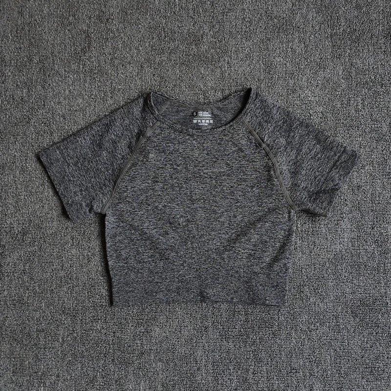 

Yoga Shirts Short Sleeve Solid Color Vital Seamless Women Fitness Crop Top Workout Tops Gym Clothes Sportswear Running T-Shirts