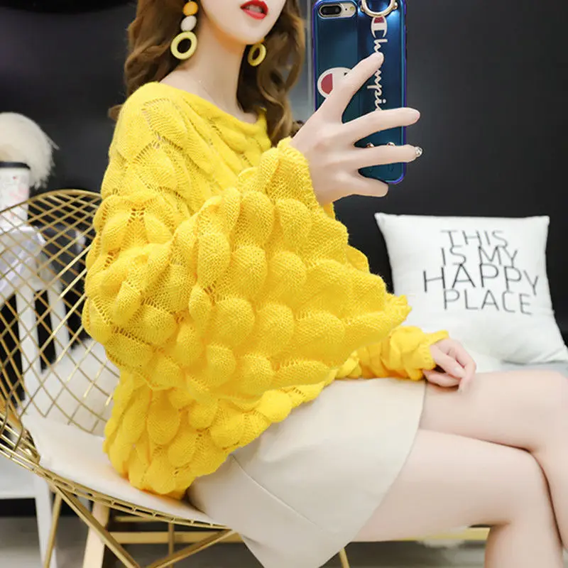 

Bat Sleeve Large Size Sweater Pullover Hollow Sweater Women's Thin Sweater Fashion Spring and Autumn Loose