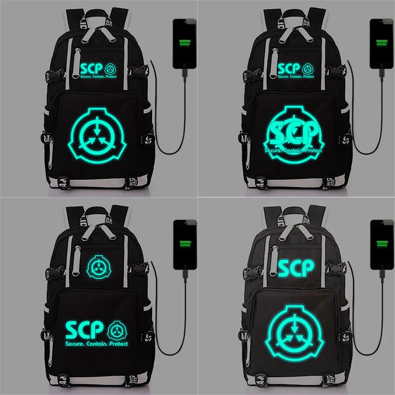 Школьный рюкзак с рисунком из аниме SCP светящаяся сумка USB-портом для зарядки