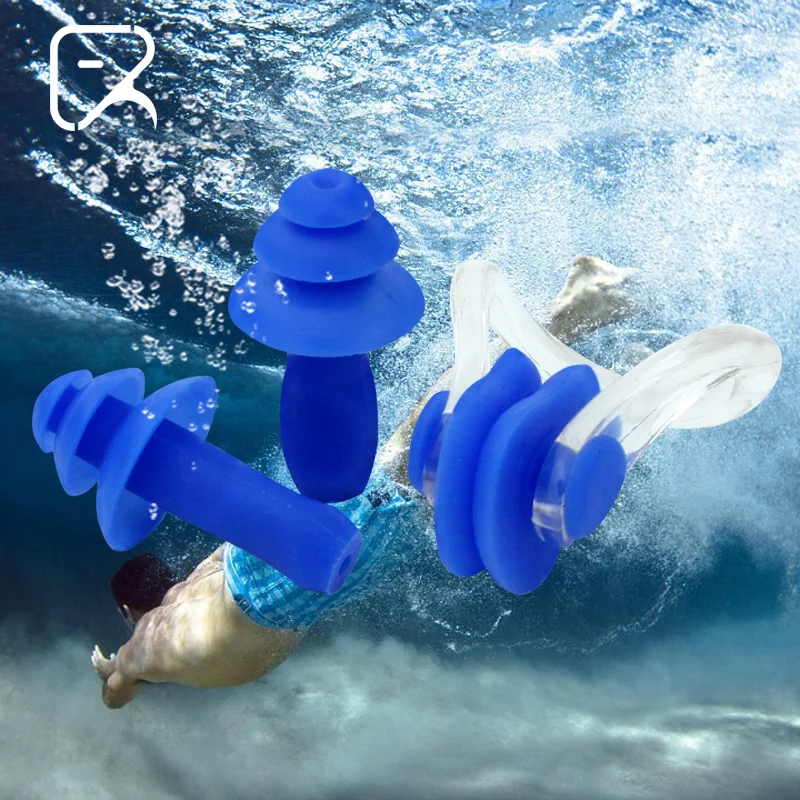 

Professional Ear Plugs Silicone Earplugs Noise Proof Waterproof Nose Clip Swimming Do Plywania Watersport Accessories BI50NE