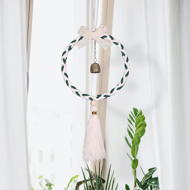 

Wind Chimes Ornaments Wall Hanging Tapestry Sequins Bell Wall Decor Hand-woven Bohemian White Home Decorations