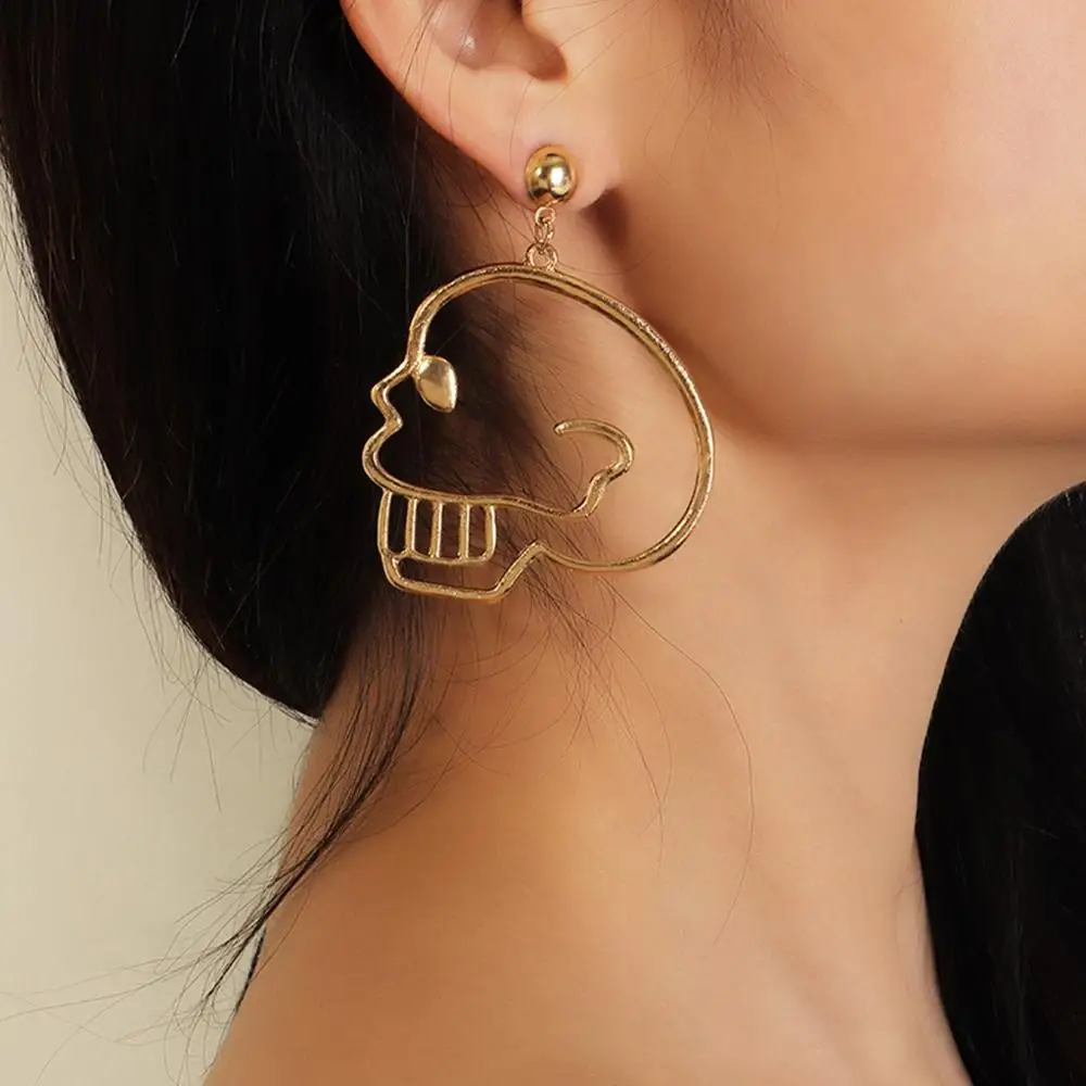 Трендовые индивидуальные серьги для женщин с узором в виде черепа полые дамские