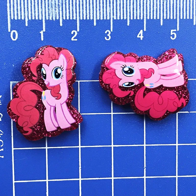 5PCS/Set Cartoon Shining Resin Flat Back My Little Poni Icon Accessories Animal Horse Trinkets For DIY Girls Jewelry Badge images - 6