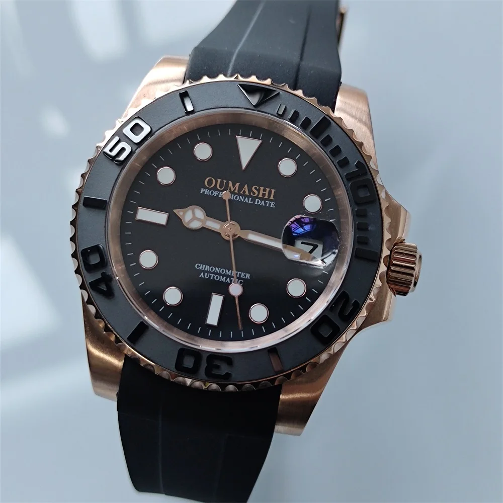 

OUMASHI Luxury Brand black dial 40mm Men's Watch Mechanical Automatic Stainless Steel Sapphire Glass 2813 Movement Ceramic Bezel