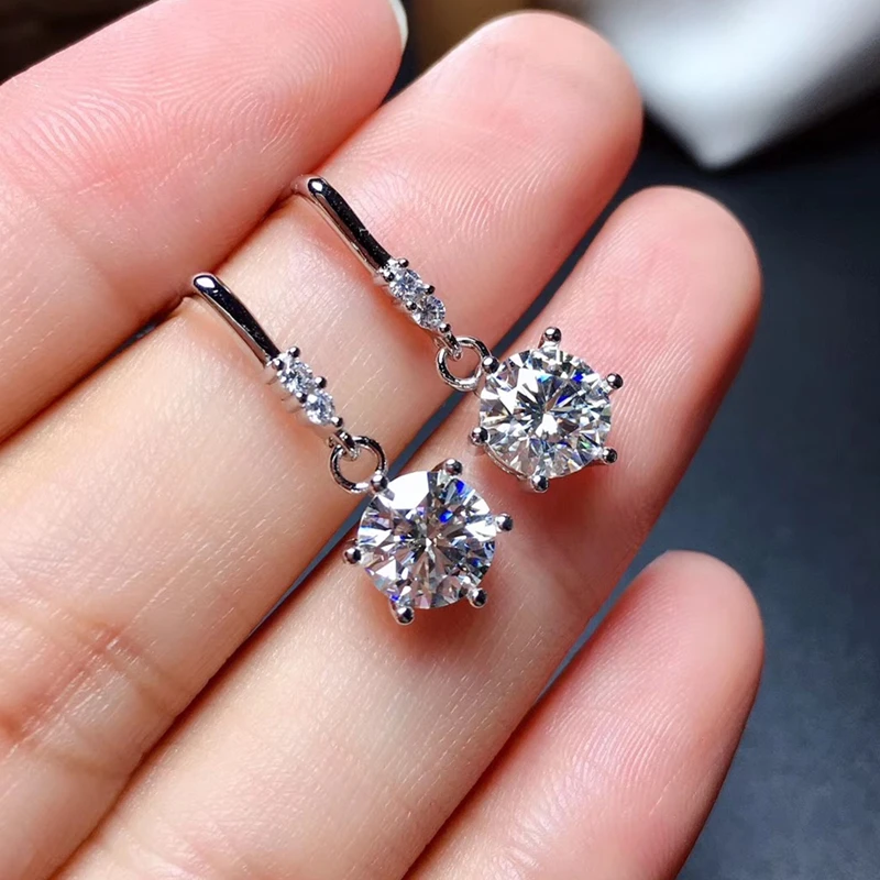 

Женские серьги, 1 карат, 6,5 мм, vvs1, обручальные ювелирные изделия, бриллианты, прошлые испытания, королевские серьги, 100%, чистое серебро 925 проб...