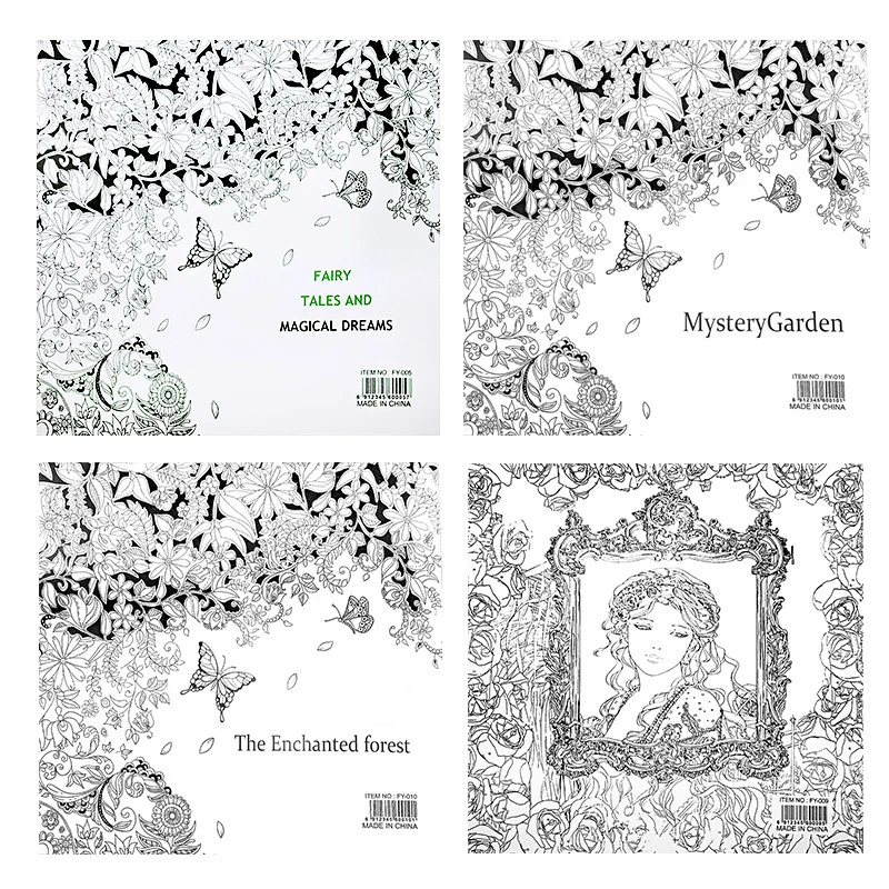 Книга с рисунком секретного сада на английском языке 12 страниц | Канцтовары для