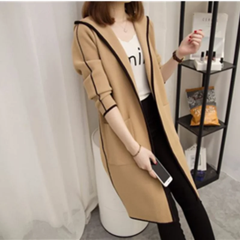 UHYTGF женские осенние шерстяные пальто Модный Кардиган Женская куртка средней