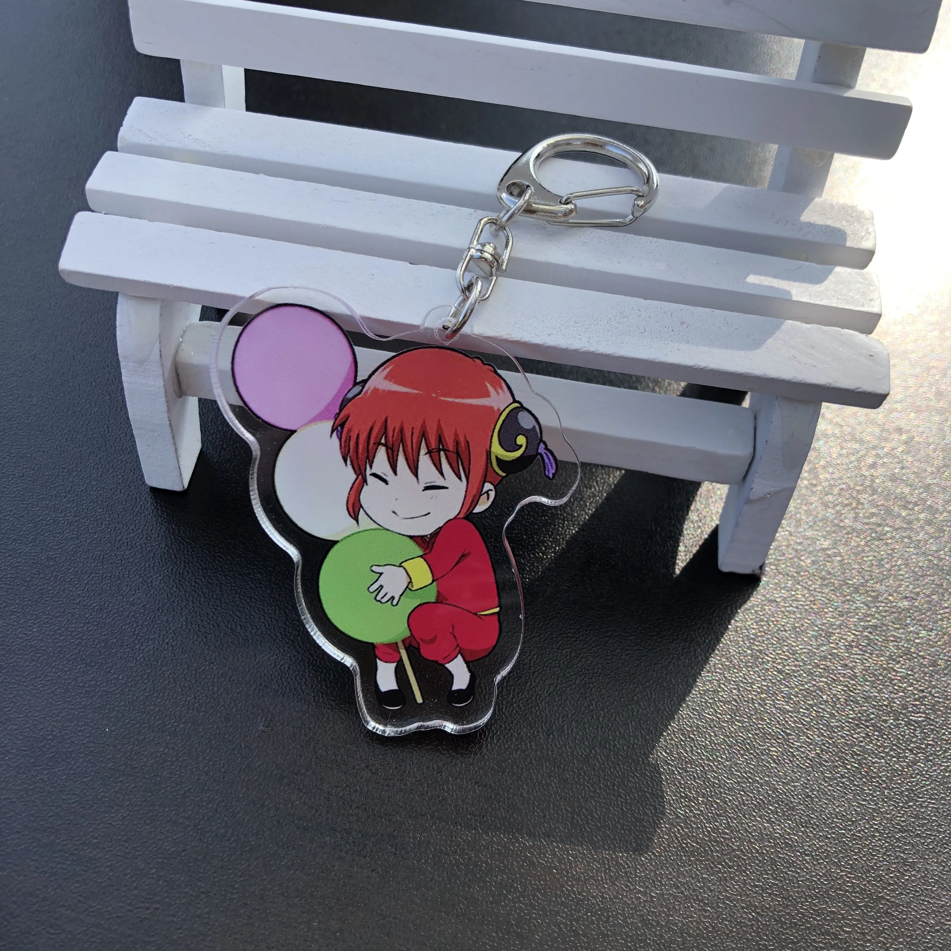 

Acrylic Keychain Anime GINTAMA Okita Sougo Kamui Sakata Gintoki Cute Figure Q Version Cartoon Pendant Itabag Keyring Cosplay Toy