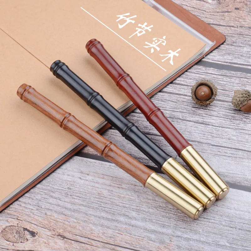 Ручка шариковая деревянная + латунная с бамбуковым узелком |