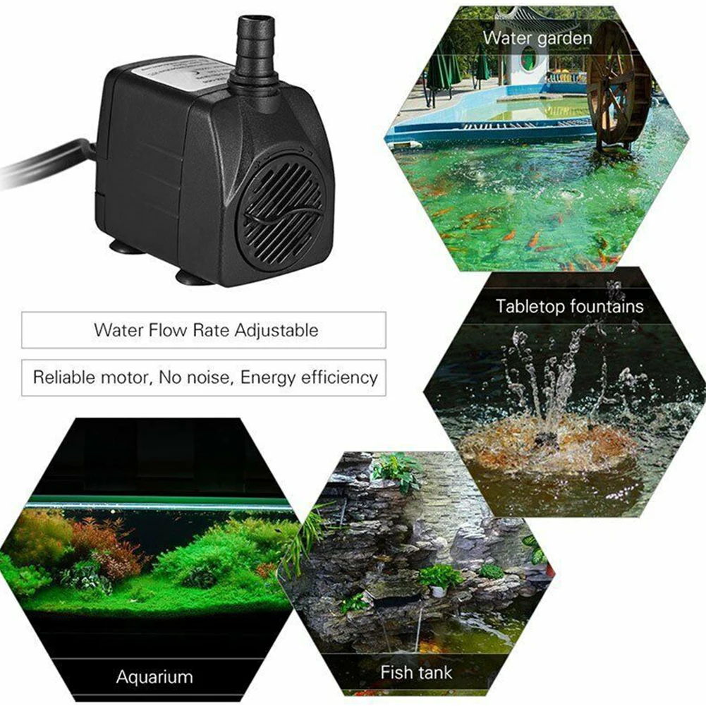 

Fountain Pond Spout Portable Home Suction Cups Hydroponic Fish Tank Submersible Water Pump Aquarium With LED Light Accessories
