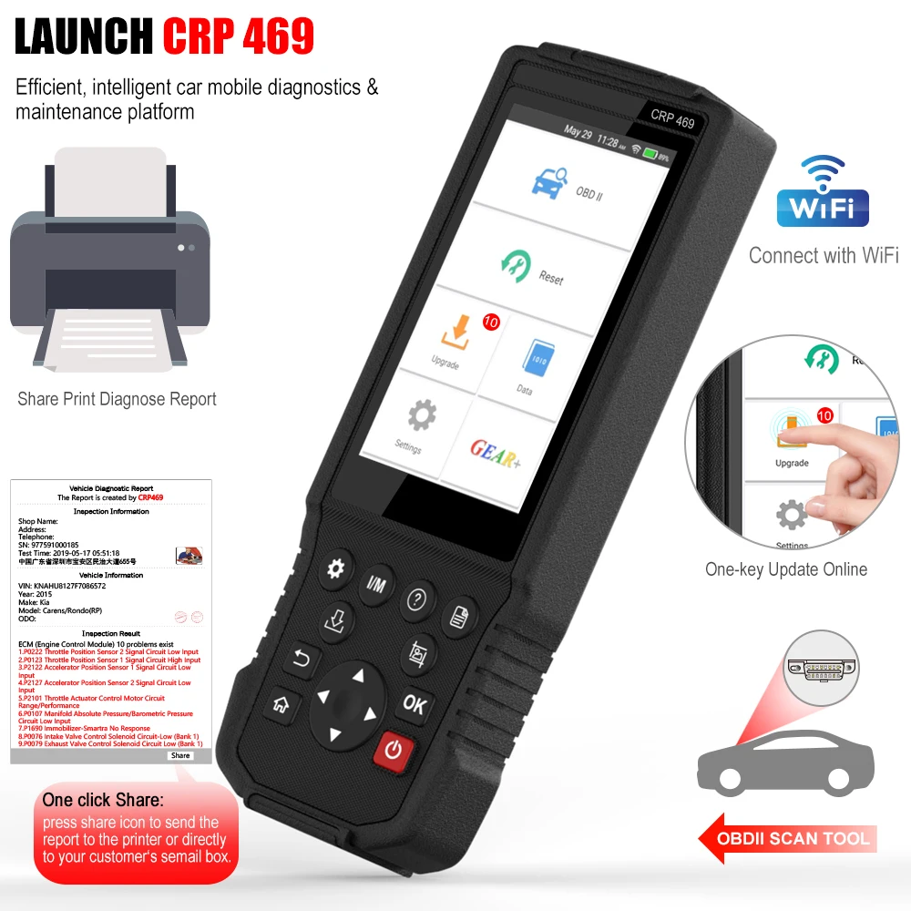 Launch CRP469 OBD2 сканер Профессиональный Wifi Автомобильный IMMO Oil ABS EPB DPF TPMS сброс Obd 2