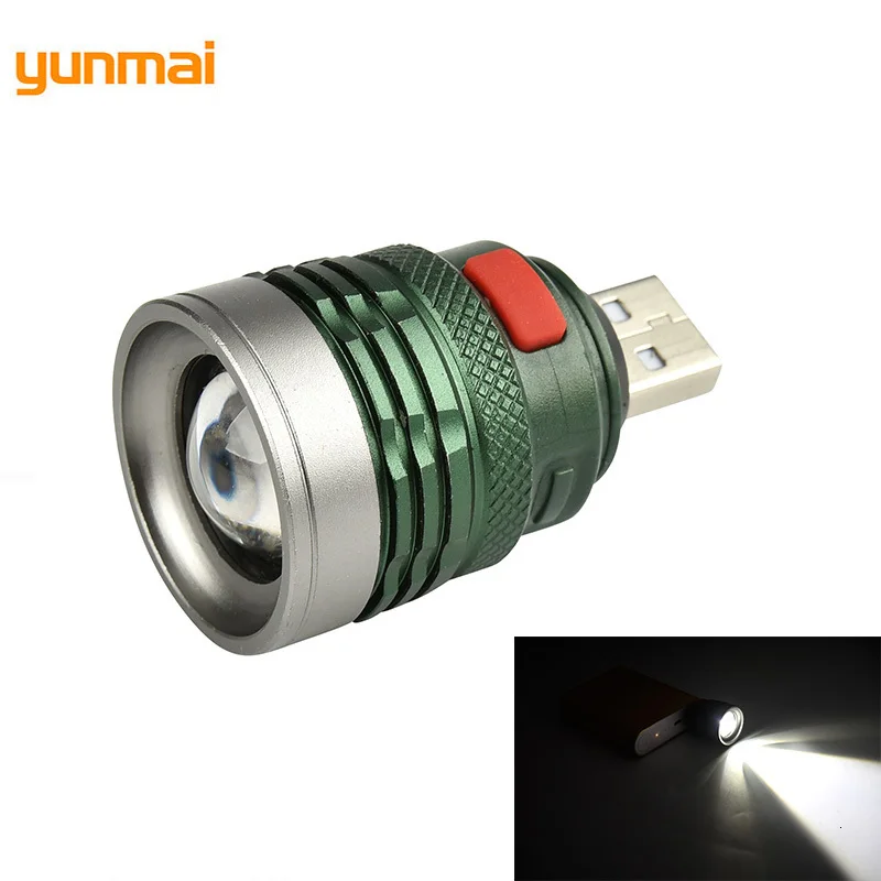 yunmai 2019 Mini Usb LED Flashlight NEW Q5 Aluminum Work Light 2000LM Waterproof Lanterna 3 Modes Portable Torch Lamp | Лампы и