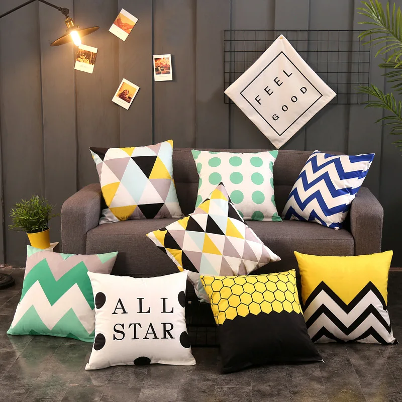 

2pcs Nordic Fashion Simple Black and White Pillowcase Short Plush Sofa Cushion Cover Office Pillowcase Car Cushion Cover