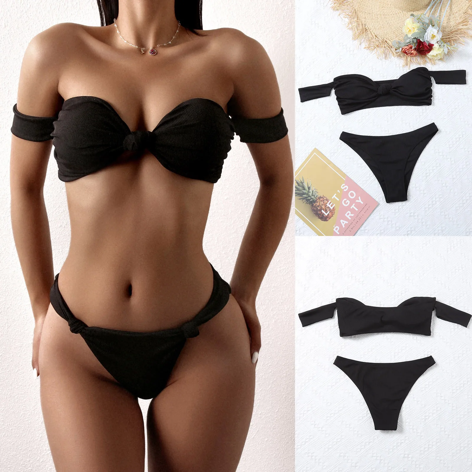 Женское бикини без бретелек Бюстгальтер-бандо купальник женский топ-труба
