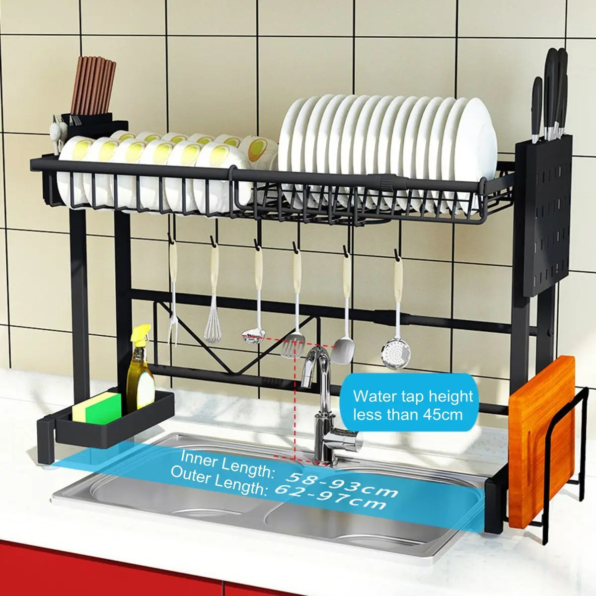 1/2 уровня Многофункциональный Нержавеющая сталь сушилка для посуды двойная