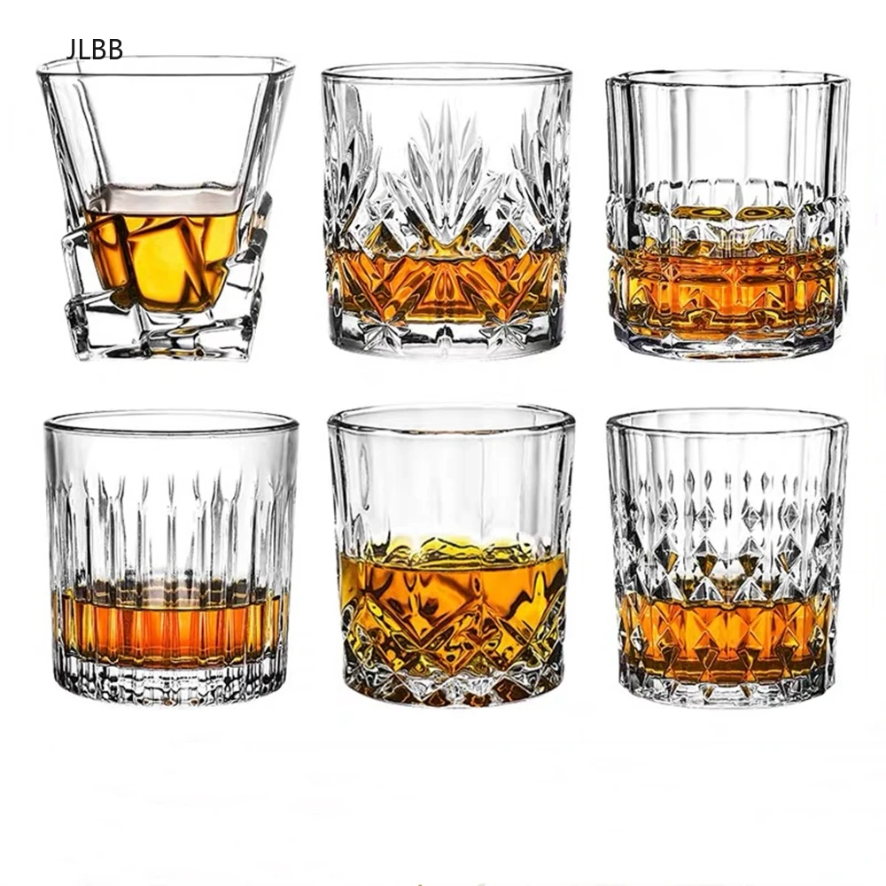 

Wine Glasses Vodka Cup Barware Old Fashion 300ml Engraved Diamond Crystal Whiskey Glass Tumbler Hotel Restaurant Water Glasses