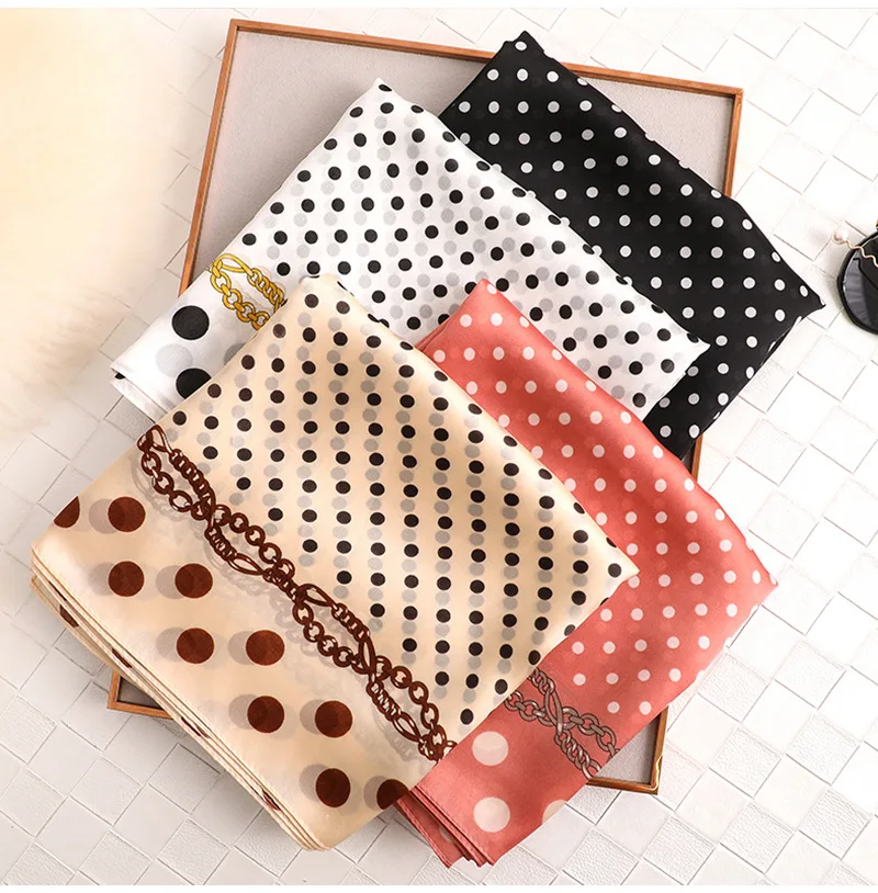 Модный женский шелковый шарф в горошек мягкий платок хиджаб женские шали из