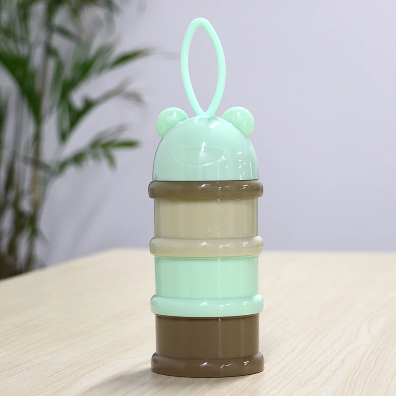Style 2 Green 3 слоя лягушка стиль Портативный Детское питание коробка для хранения эфирные хлопья мультфильм формула диспенсер Детские вещи чаша для хранения с крышкой - Цвет: Style 2 Green