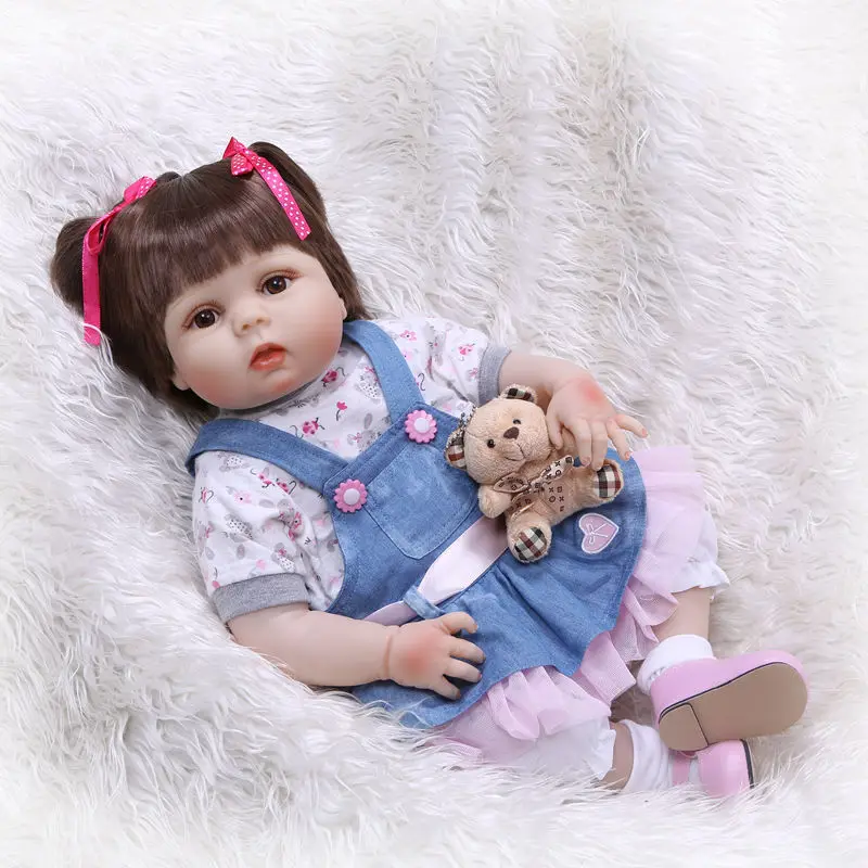 22 &quot56 см короткие волосы cutey Синий Розовый платье одежда Кукла reborn Малыш Девочка