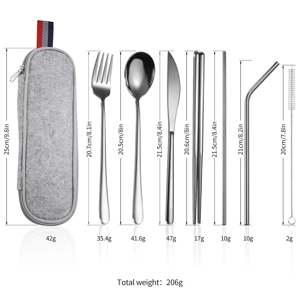 

Multicolored Stainless Steel Dinner Dinnerware Set Knife Fork Coffee Spoon Straws Cutlery Set Kitchen Tableware Silverware Sets