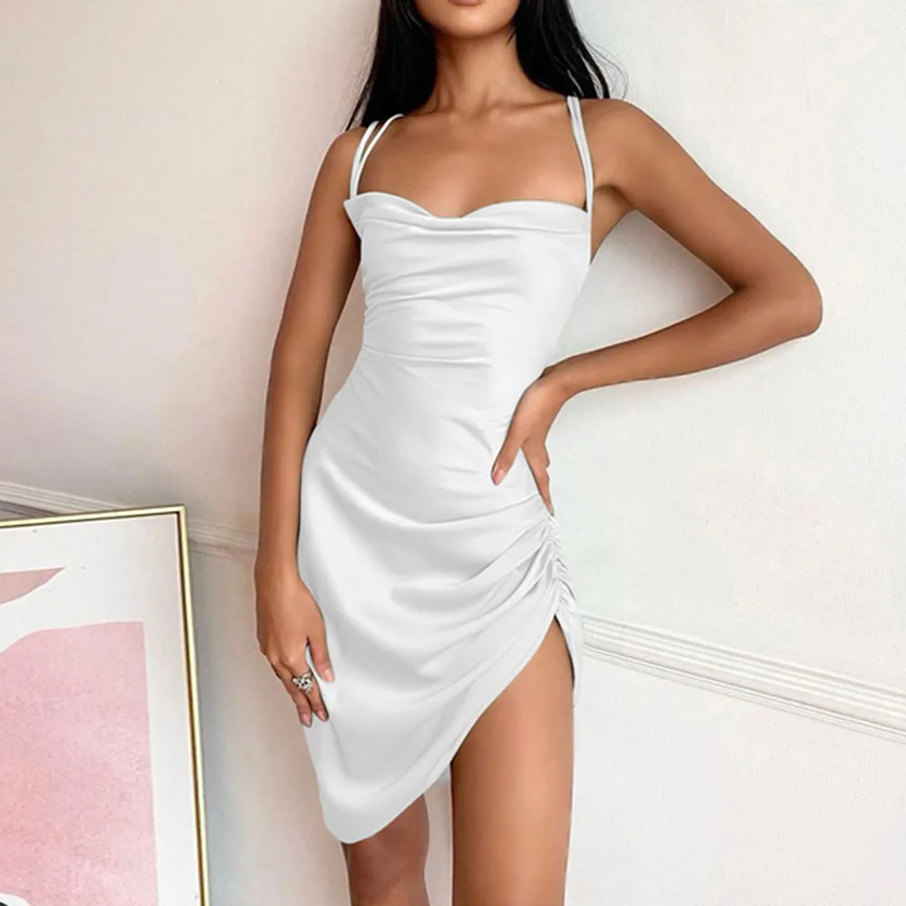 

2021 Spring New Western Style Sexy Suspender Women's Dress With Hollow Back Lace Temperament Skirt Female Clothing Hot Sale