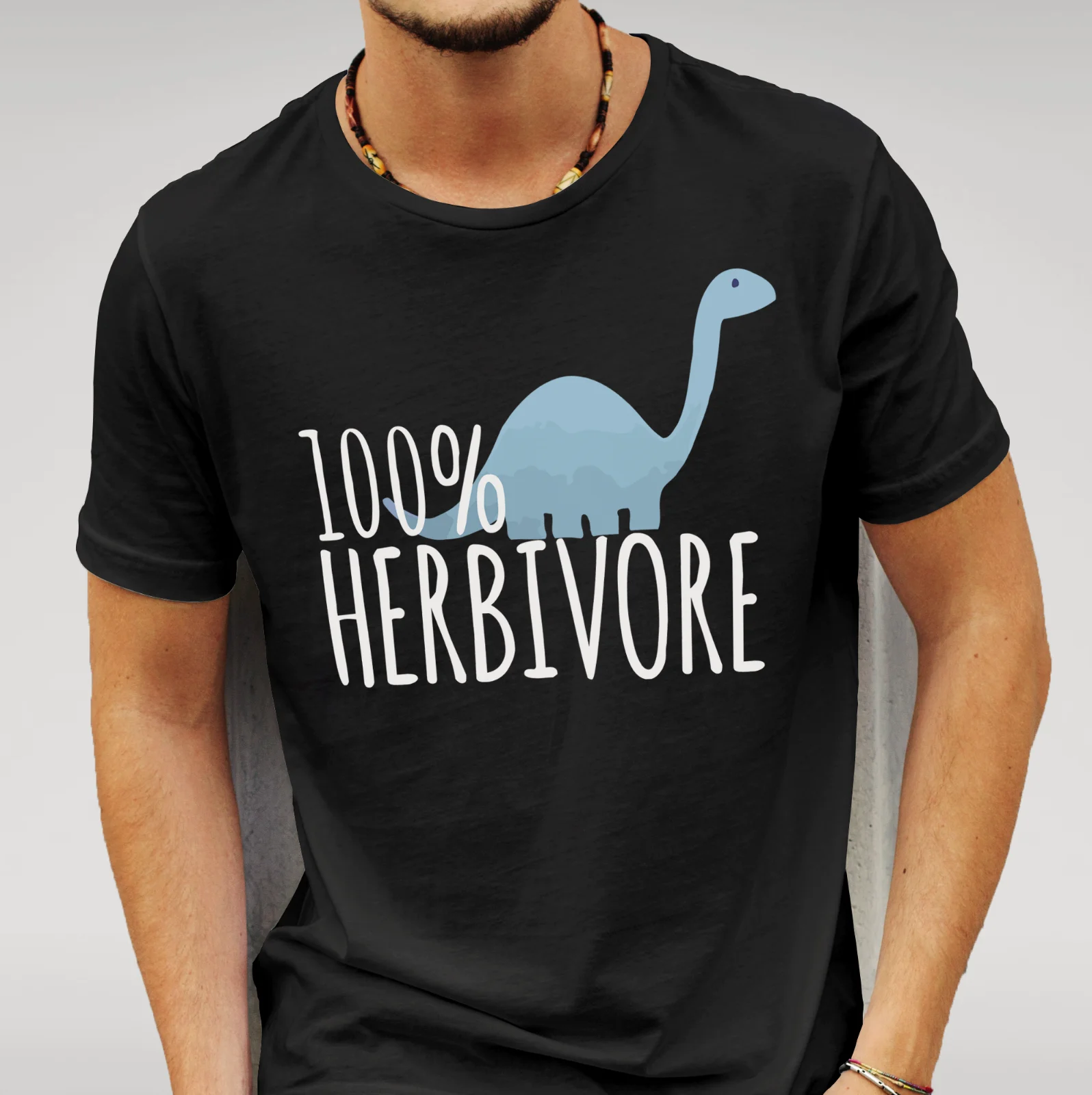 100% Herbivore динозавр черная футболка Мужские Женские Унисекс веган вегетарианец